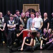 Members of the RSC with pupils at Ormiston Bushfield Academy.