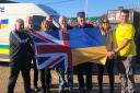 Maxine Drake (far right) with the Helping Our Ukrainian Friends convoy.