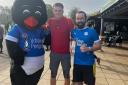Bobby Copping, the general manager of Peterborough United Women's Football Club, joined Andrew (left) and Pete (right) for their final charity run.