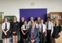 Matthew Van Lier, principal of Stanground Academy with some of the pupils.
