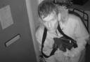 Here's the moment that burglar Andrew Jenkins realised he had been caught on camera.