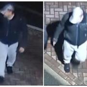 CCTV images of a man wanted in connection with a knife-point robbery in Peterborough.