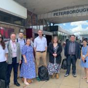 The government team were greeted at Peterborough Rail Station.