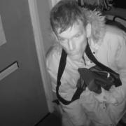 Here's the moment that burglar Andrew Jenkins realised he had been caught on camera.