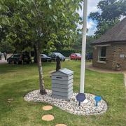 A bee-hive shaped post box offering poignant letter service at Peterborough Crematorium