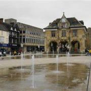The fountains in Peterborough city centre.