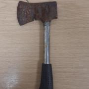 Convicted shoplifter Mohammed Fatah was found with this axe in his bag after making threats to staff at the probation office in Bridge Street, Peterborough, on March 25.