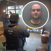 Ryan Miller was arrested by armed police in a Starbucks.